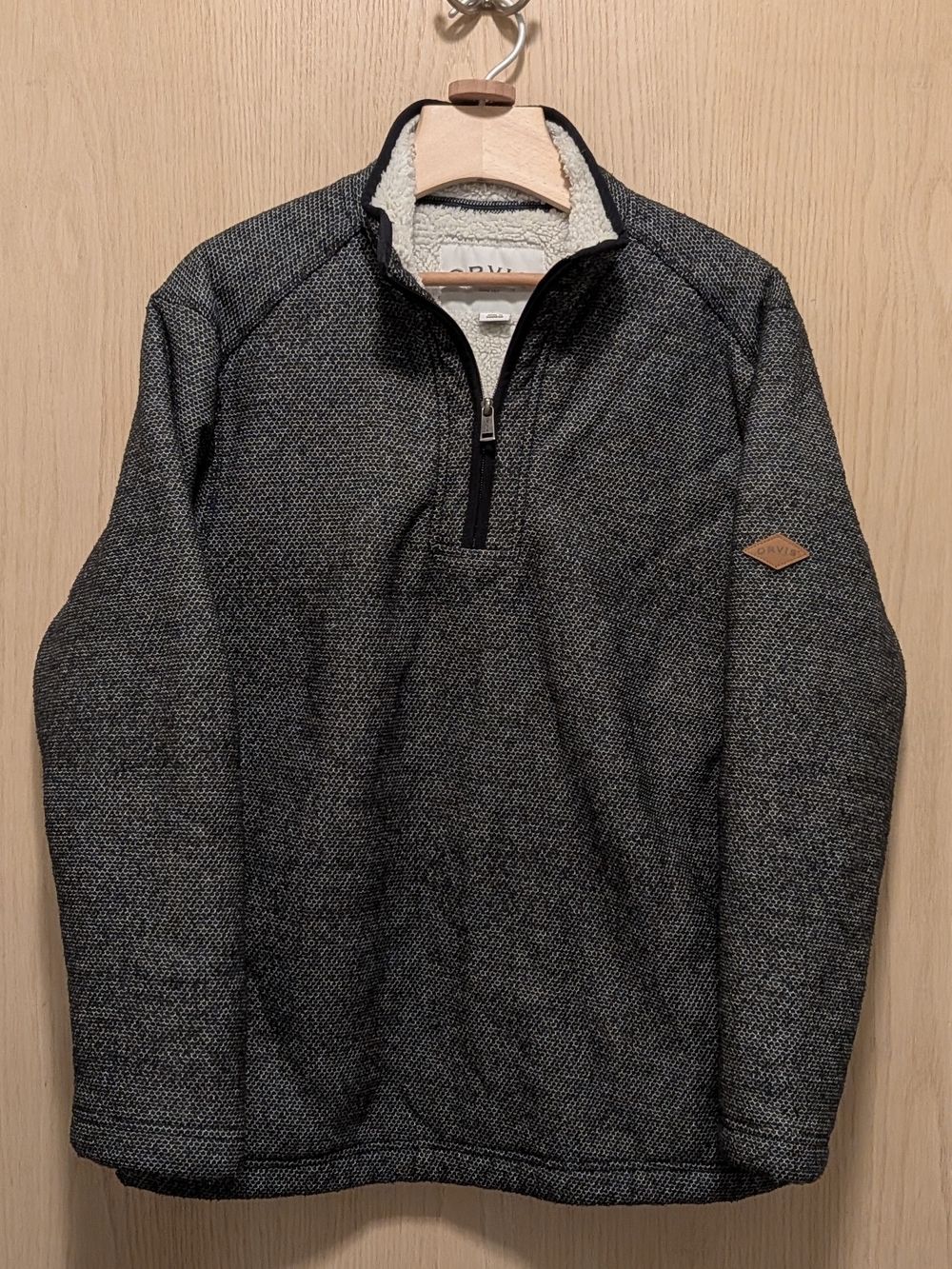 Orvis Brighton Sherpa-Lined 1/4 Zip Pullover Jacket, Men's M, Dark Grey